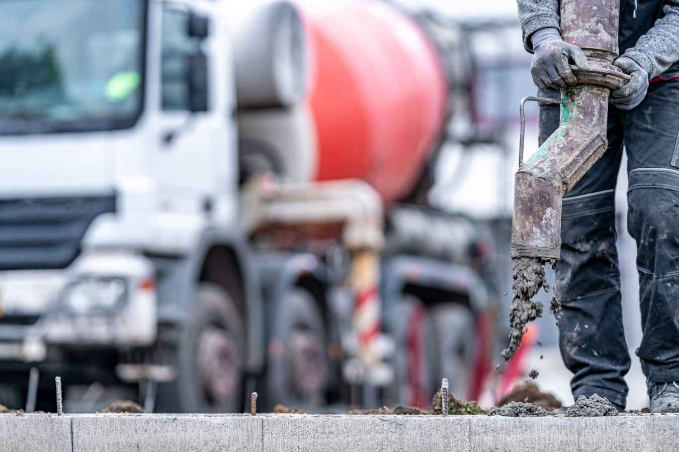 car with a concrete mixer and sleeve for concreting.